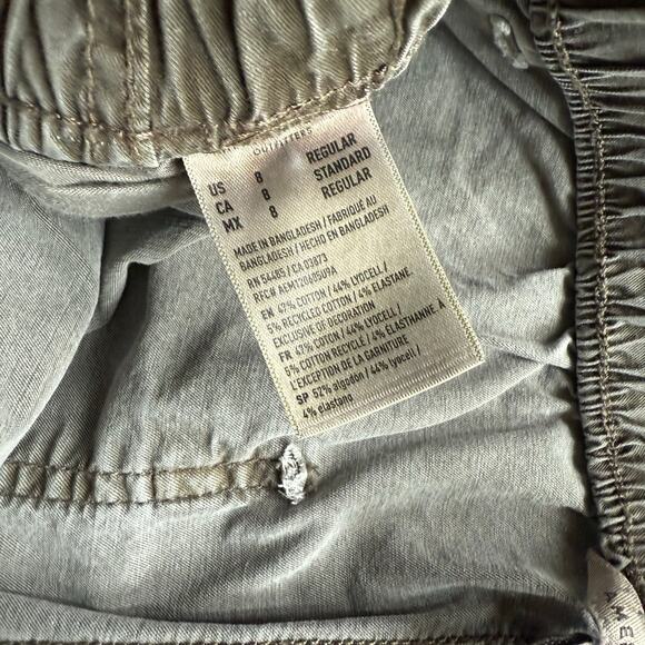 American Eagle Green Stretch Jogger Cargo Pants Elastic Waist Size 8R 90's Y2K - Picture 3 of 6